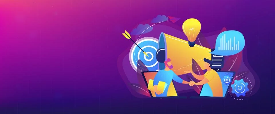 Collaboration concept banner header. Stock Illustration
