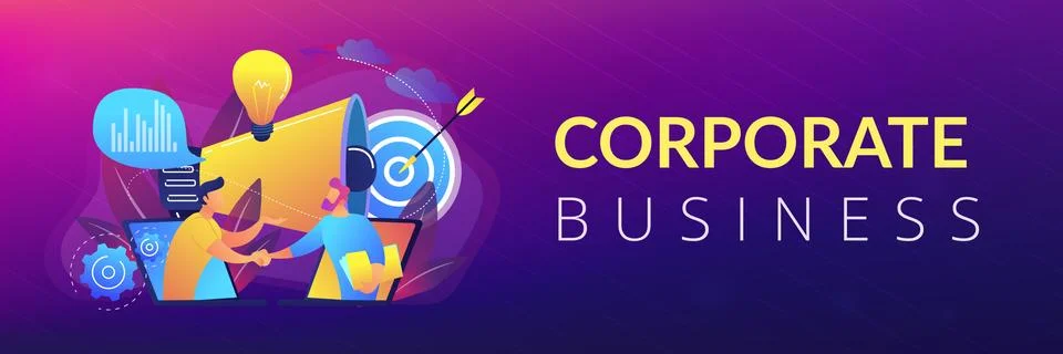 Collaboration concept banner header. Stock Illustration