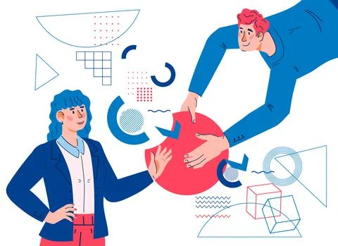 Collaboration concept with business persons work together to achieve goal. Illustrazione stock