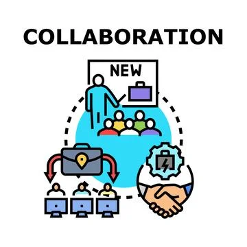 Collaboration concept developing business project strategy teamwork Stock-Illustration