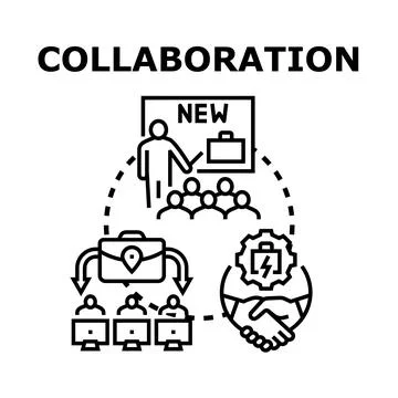 Collaboration concept developing business project strategy teamwork Stock Illustration