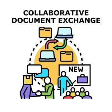 Collaboration concept with document exchange and teamwork Stock Illustration