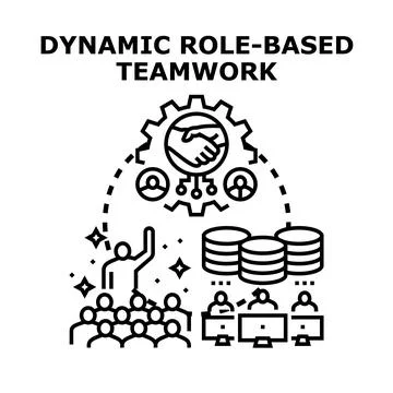 Collaboration concept of dynamic role based teamwork Stock Illustration