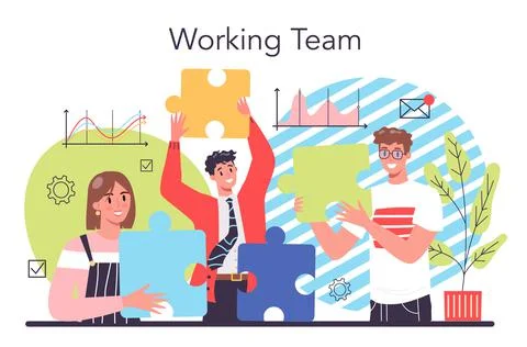 Collaboration concept. Office characters working in team. Idea of success Stock Illustration