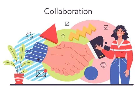 Collaboration concept. Office characters working in team. Idea of success Stock Illustration