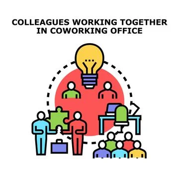 Collaboration concept showing colleagues working together in office 库存插图