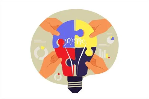 Collaboration concept. Symbol of teamwork, cooperation, partnership. Vector i Stock Illustration