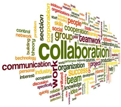 Collaboration concept in word tag cloud Illustrazione stock
