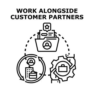 Collaboration concept working alongside customer partners Illustrazione stock