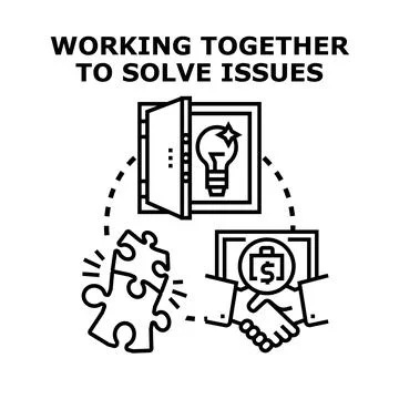 Collaboration connecting ideas solving business problems Illustration