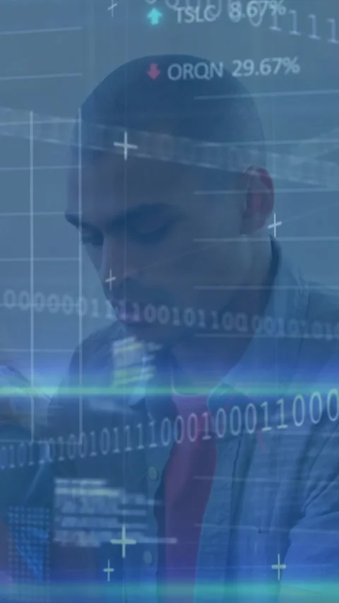 Collaboration with digital data and animation in office among business Stock Footage 344370494