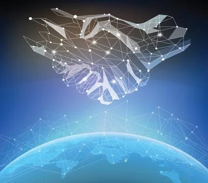 Collaboration in the digital world parnership Stock Illustration