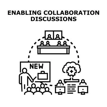 Collaboration discussion enabling teamwork and business meeting Stock Illustration