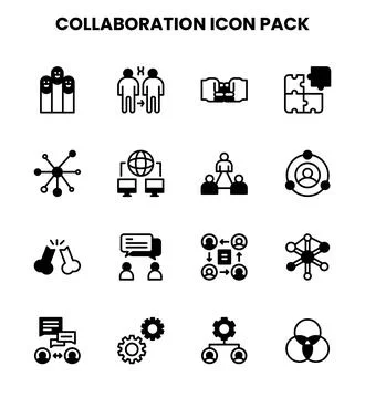 Collaboration DuoTone Scalable Icons Pack Stock Illustration