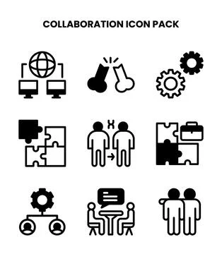 Collaboration DuoTone Vector Icons Pack 库存插图