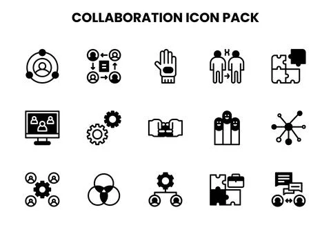Collaboration DuoTone Vector Icons Pack Stock Illustration