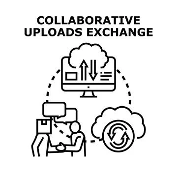 Collaboration exchange and data sharing between people Stock Illustration