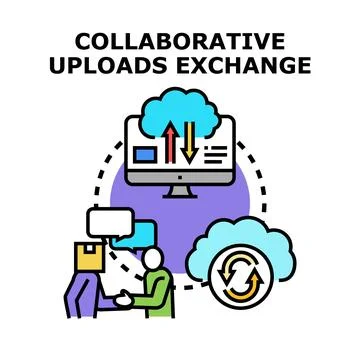 Collaboration exchange and data sharing between people Stock Illustration