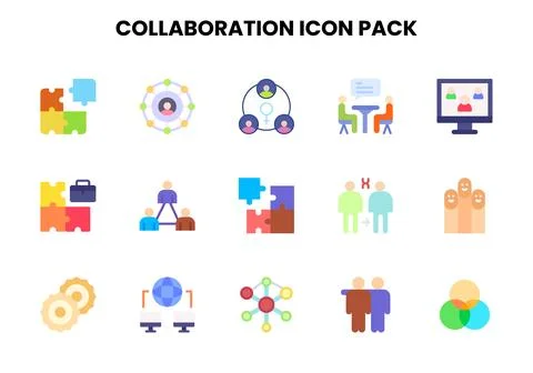 Collaboration Flat Graphics Icons Pack Stock Illustration