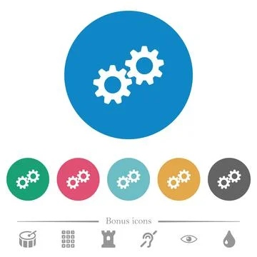 Collaboration flat round icons Stock Illustration