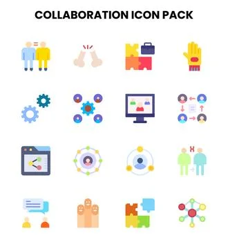 Collaboration Flat Set Icons Pack 스톡 일러스트