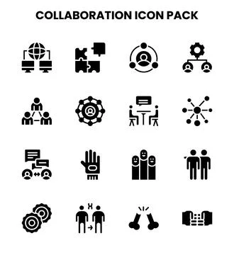 Collaboration Glyph Collection Icons Pack Stock Illustration