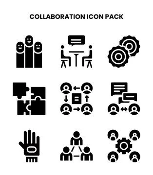 Collaboration Glyph Icons Pack 스톡 일러스트