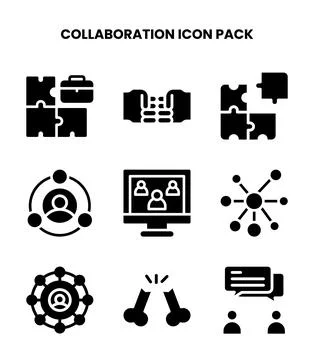 Collaboration Glyph Vector Icons Pack イラスト素材
