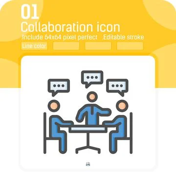 Collaboration icon with linear color style isolated on white background Stock Illustration
