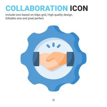 Collaboration icon vector with flat color style isolated on white background Illustrazione stock