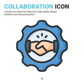 Collaboration icon vector with outline color style isolated on white background 스톡 일러스트