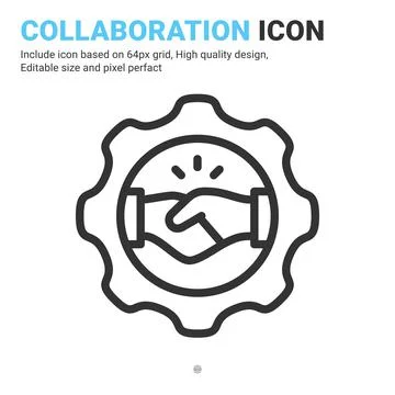 Collaboration icon vector with outline style isolated on white background Illustrazione stock