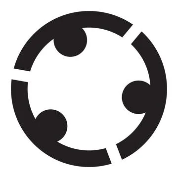 Collaboration icon on white background. Team of three people logo. flat style Stock Illustration
