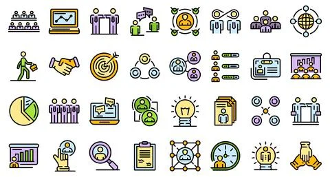 Collaboration icons vector flat Stockillustratie