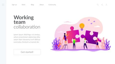 Collaboration landing page template Stock Illustration