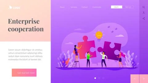 Collaboration landing page template 库存插图