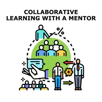 Collaboration learning process with a mentor concept Stock Illustration