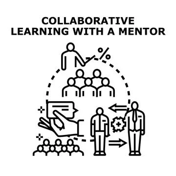 Collaboration learning process with a mentor concept Stock Illustration