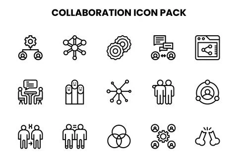 Collaboration Line Icons Pack Stock Illustration