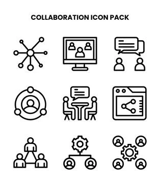 Collaboration Line UI Icons Pack Stock Illustration