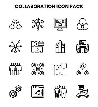 Collaboration Line Vector Icons Pack Stock Illustration