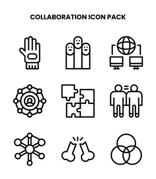Collaboration Line Vector Icons Pack Stock Illustration