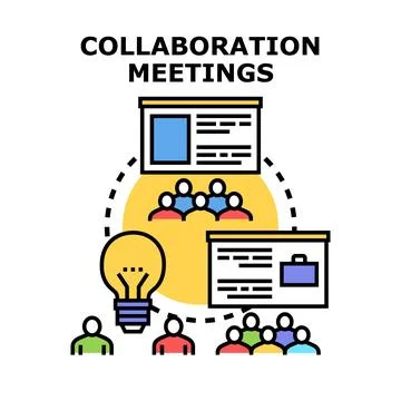 Collaboration meetings for idea developing and business strategy Stock Illustration