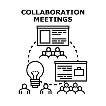 Collaboration meetings for idea developing and business strategy Stock Illustration