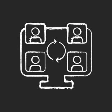 Collaboration online tools chalk white icon on dark background Stock Illustration