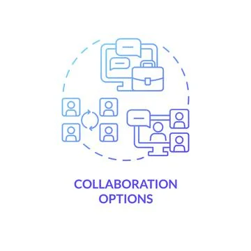 Collaboration options blue gradient concept icon Stockillustratie