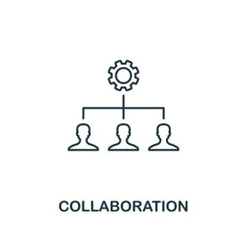Collaboration outline icon. Thin line element from crowdfunding icons collection Stock Illustration