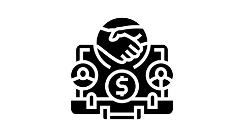Collaboration partners research development glyph icon animation Stock Footage 326142046