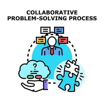Collaboration process solving business issues together concept Stock Illustration