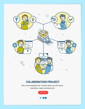 Collaboration project beetween two people or company from different place vec Stock Illustration